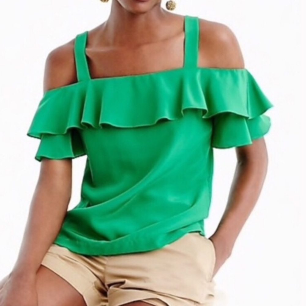 J.Crew cold shoulder silk top, size 8; new - Picture 6 of 7